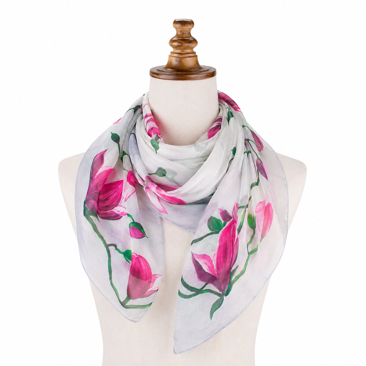 Pink Lotus Hand Painted Digital Print Foulard